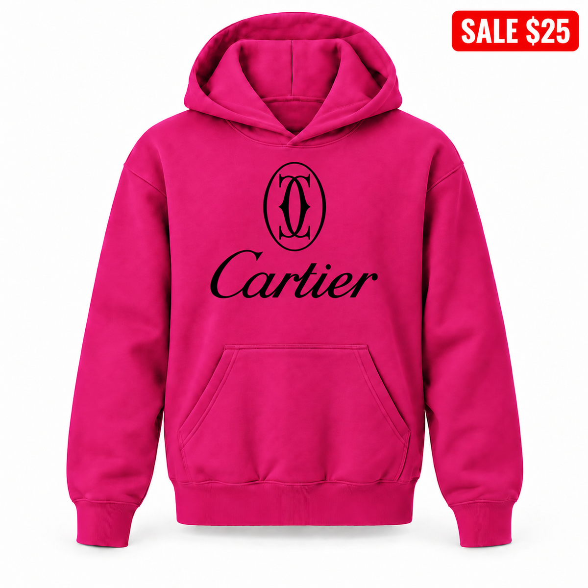 Hot Pink youth SALE pullover hoodie with Cartier design