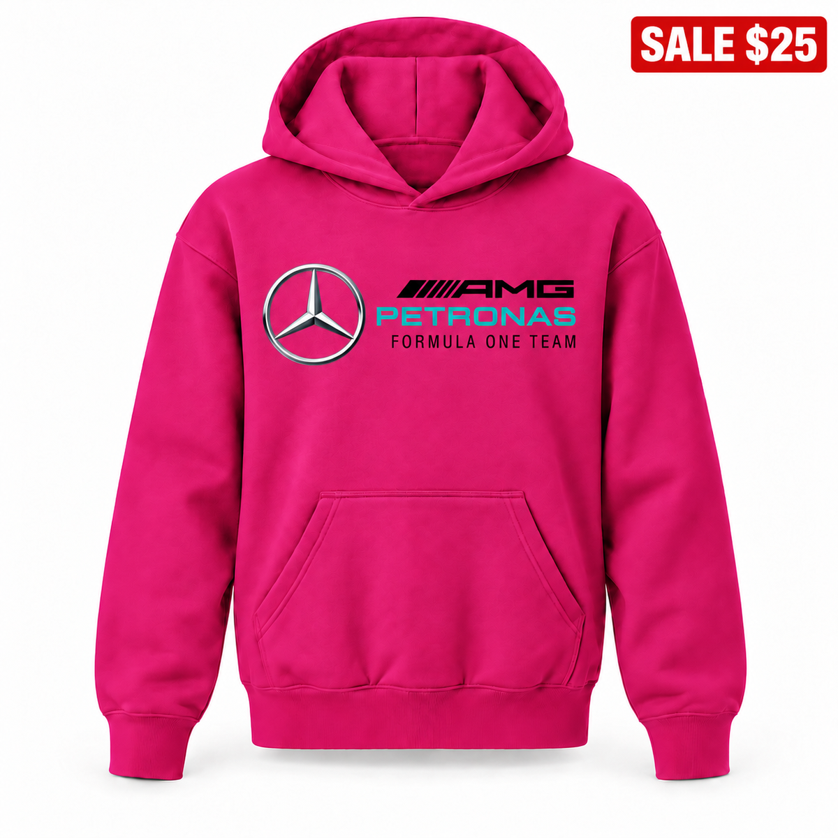 Hot Pink youth SALE pullover hoodie with Mercedes AMG Petronas Formula One Team design