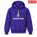 Purple youth SALE pullover hoodie with Paris 2024 Olympics design