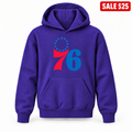 Purple youth SALE pullover hoodie with Philadelphia 76ers design