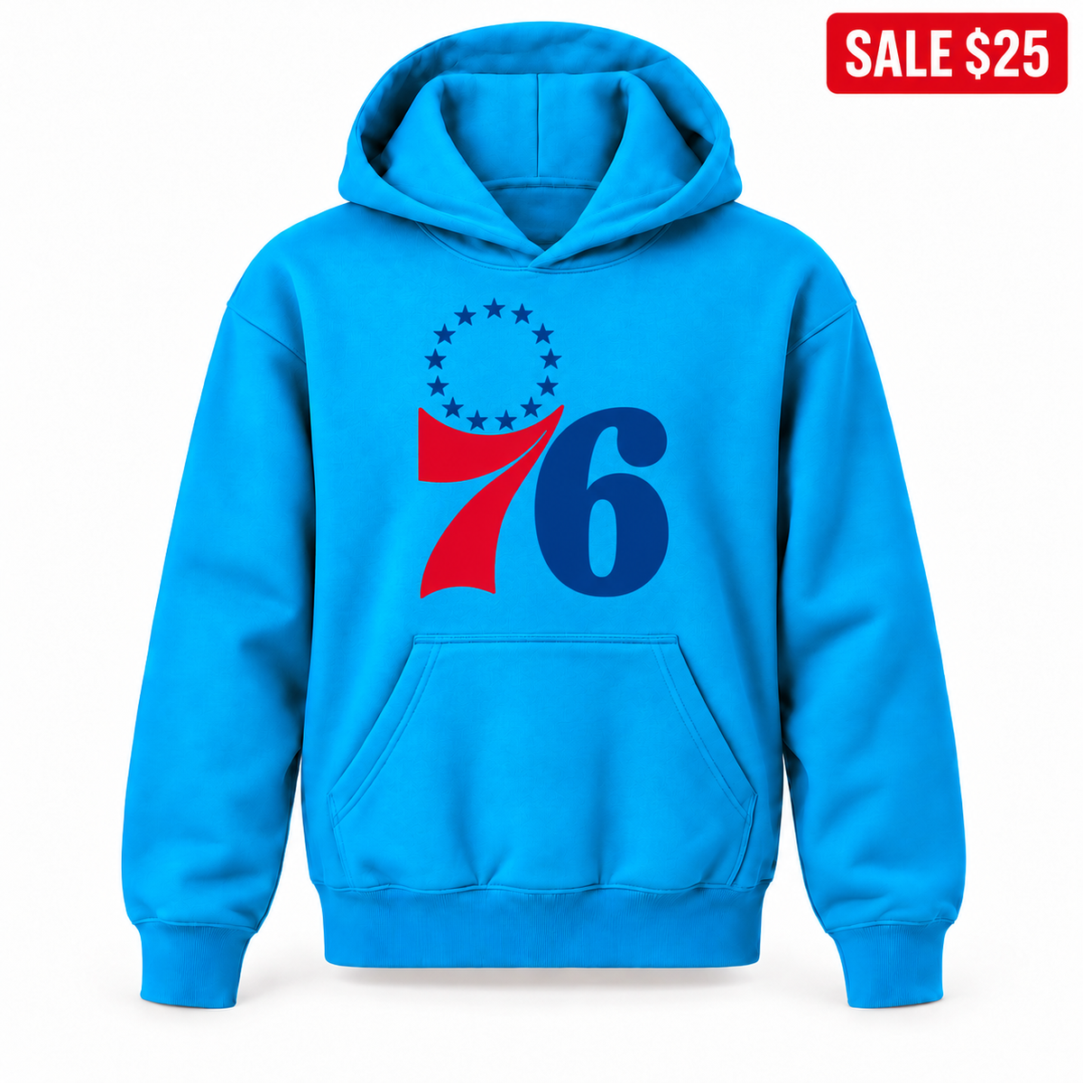 Turquoise youth SALE pullover hoodie with Philadelphia 76ers design