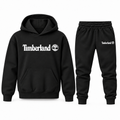 Black youth hoodie jogger set with Timberland design