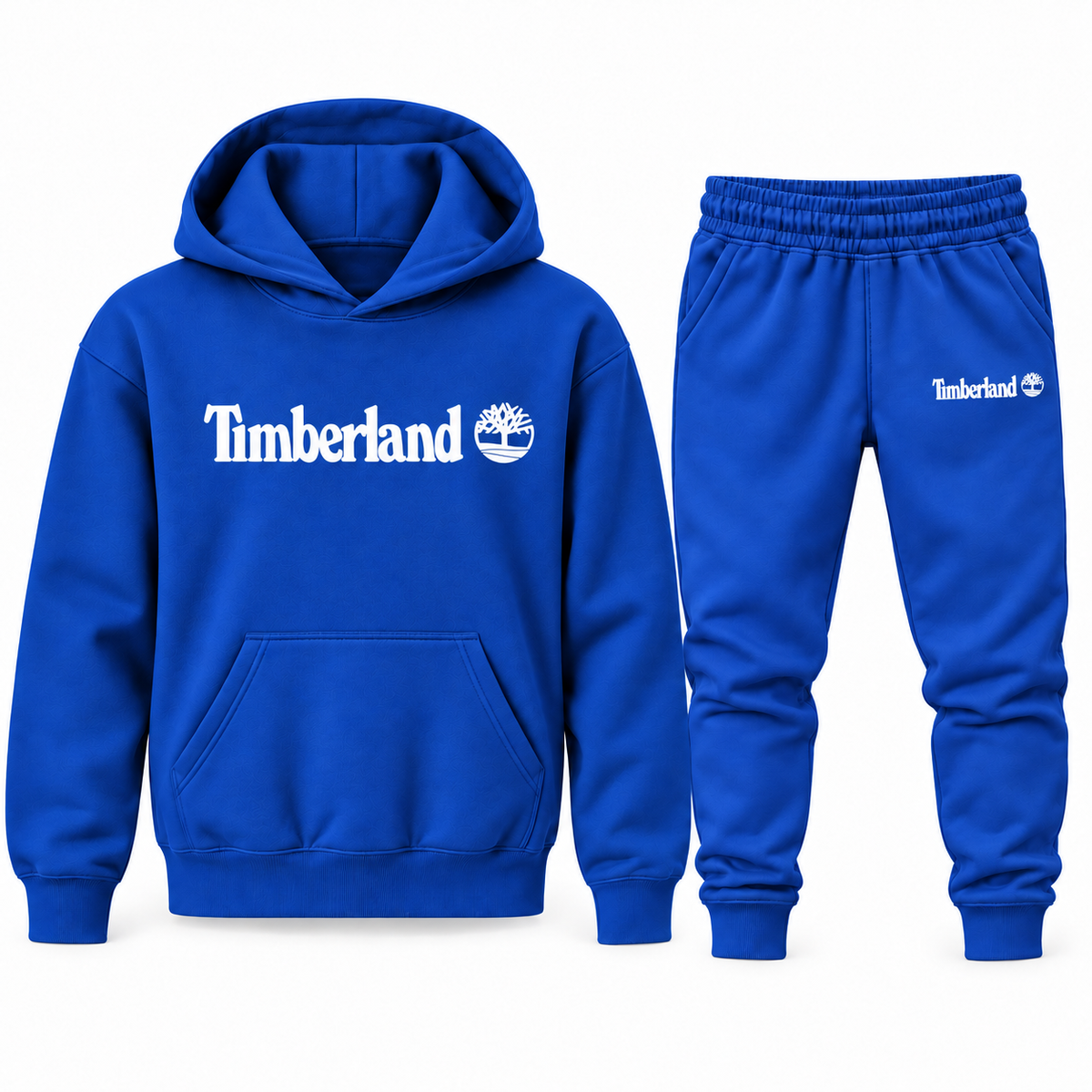 Blue youth hoodie jogger set with Timberland design