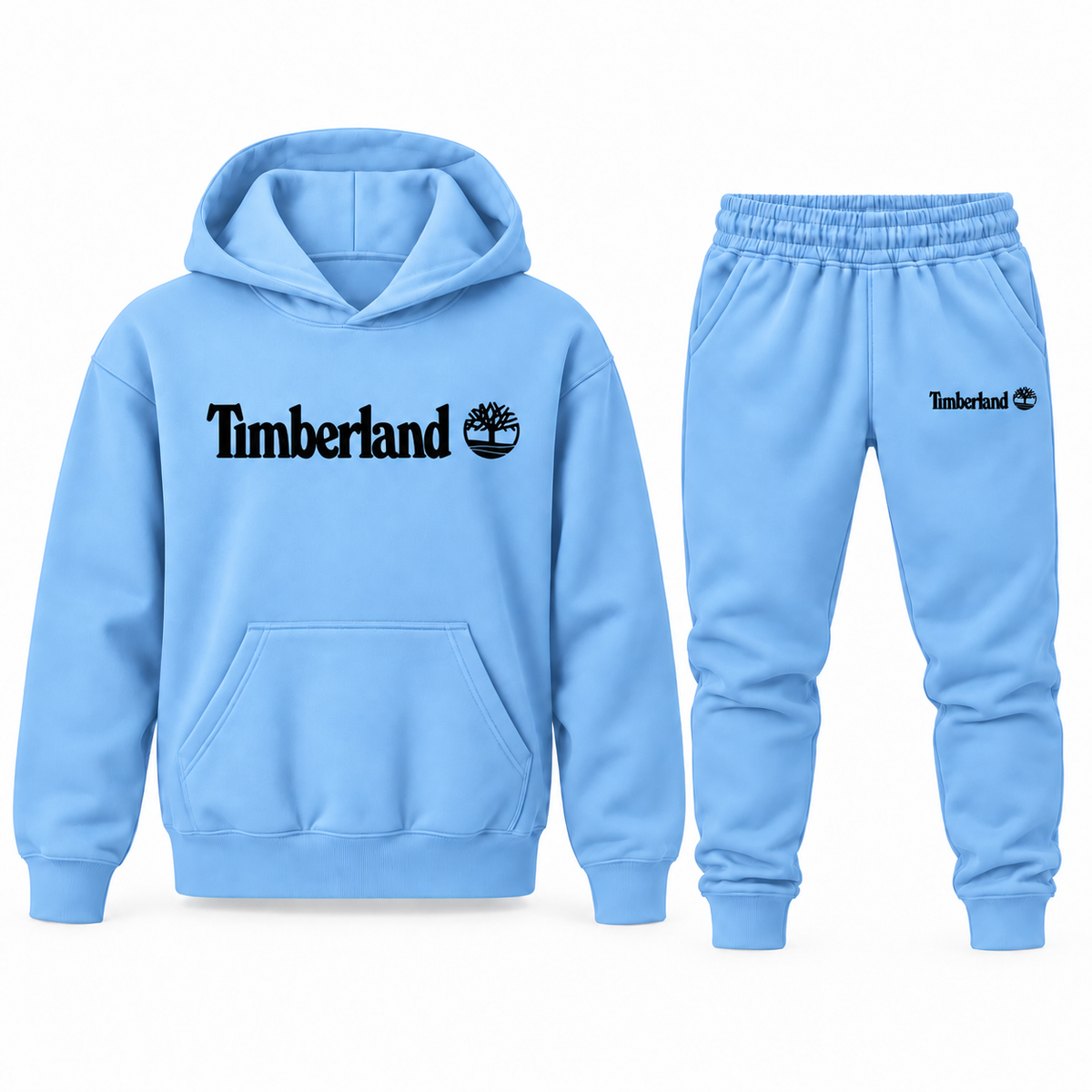Sky Blue youth hoodie jogger set with Timberland design