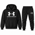Black youth hoodie jogger set with Under Armour design