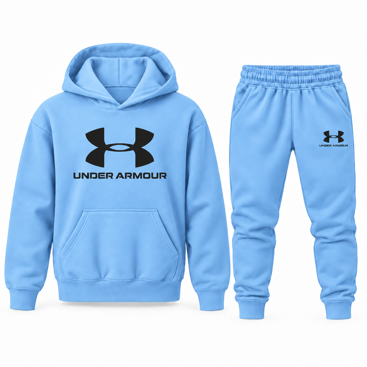 Sky Blue youth hoodie jogger set with Under Armour design