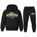 Black youth hoodie jogger set with Universal Studios Hollywood design
