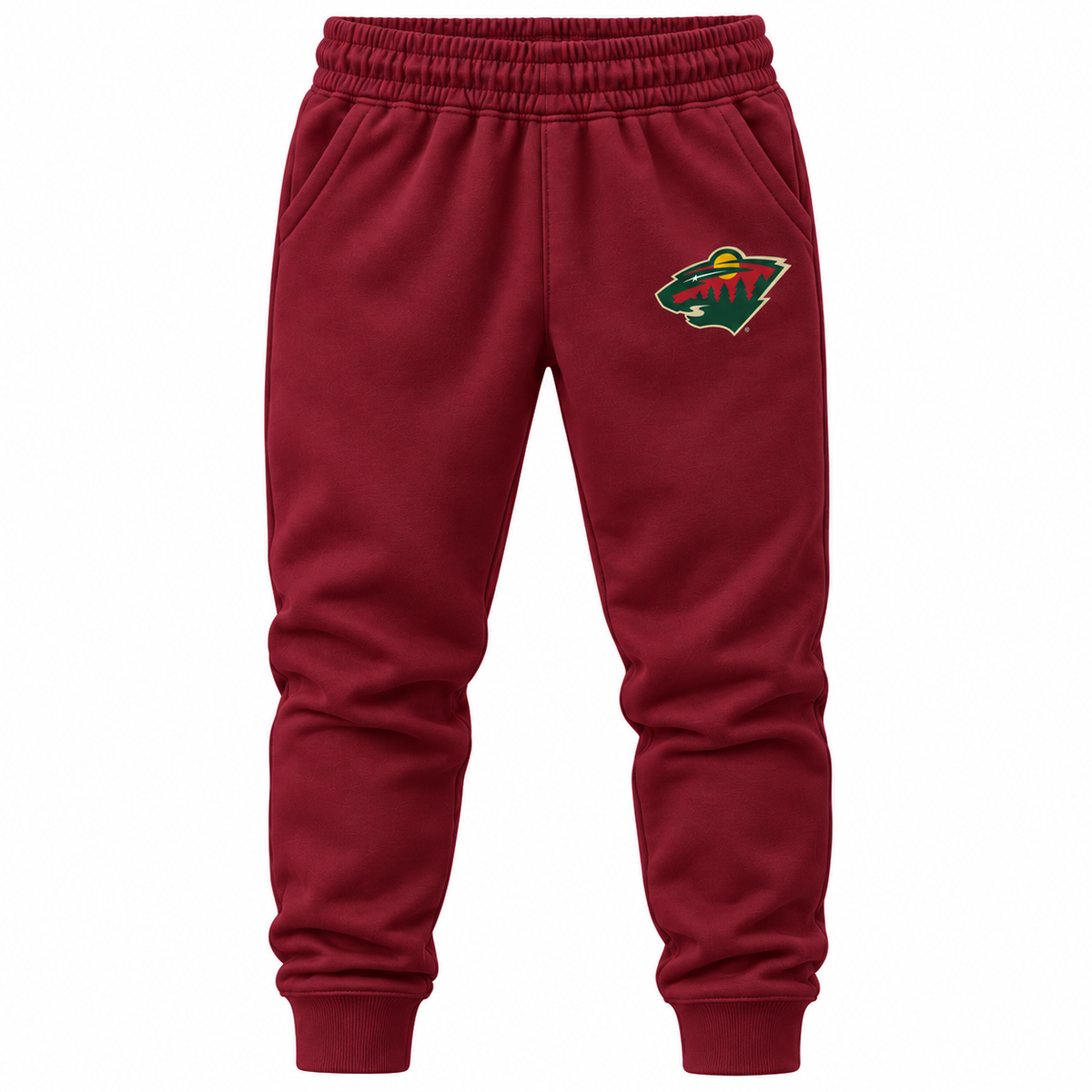 Maroon youth joggers with Minnesota Wild logo