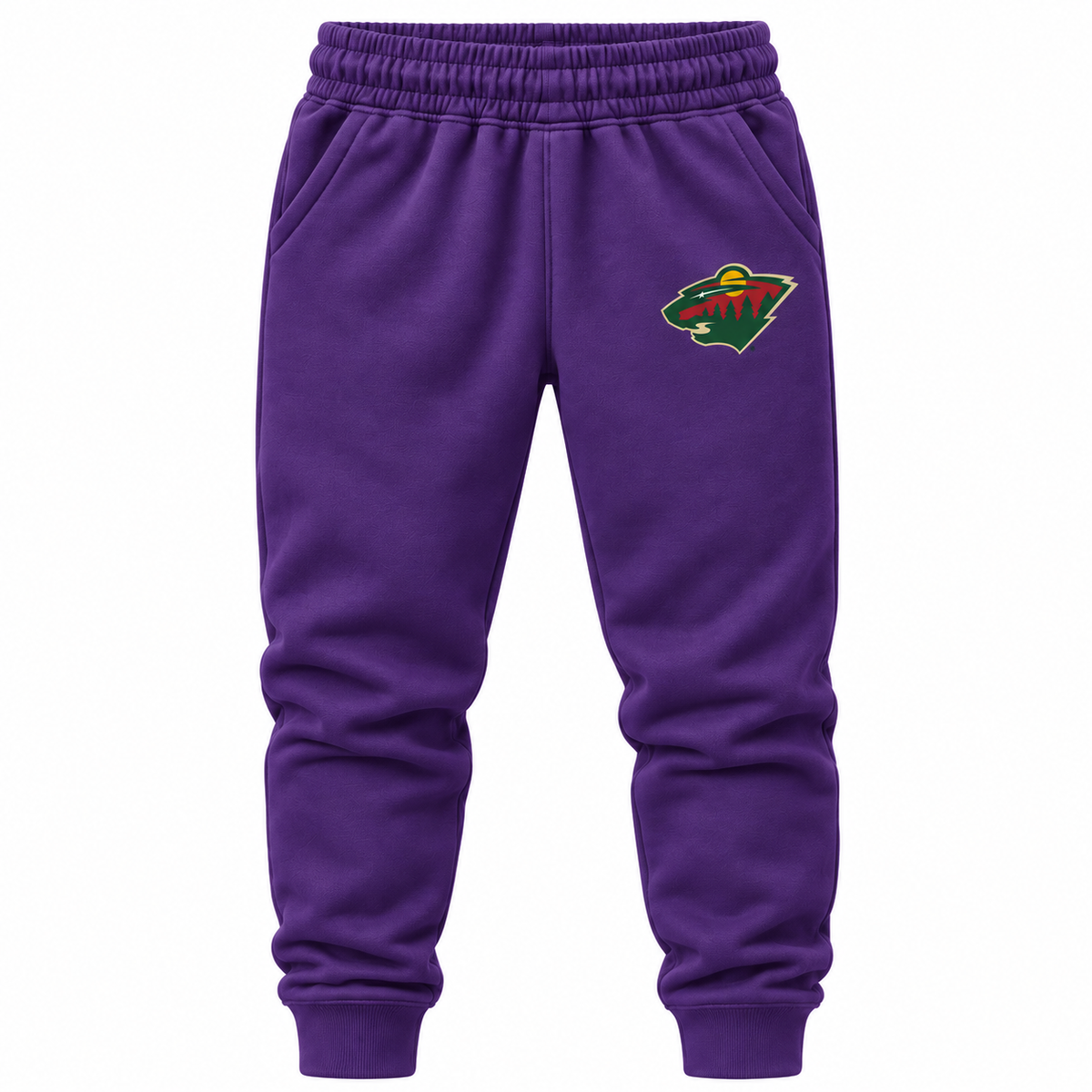 Purple youth joggers with Minnesota Wild logo