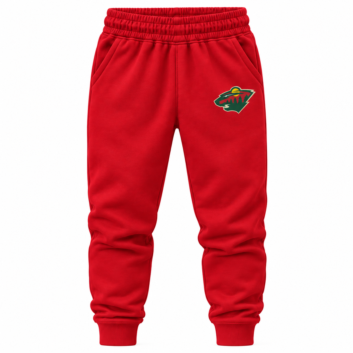 Red youth joggers with Minnesota Wild logo