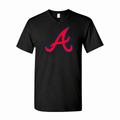 Men's Atlanta Braves Cotton V-Neck T-Shirt - black with small tear-away neck tag