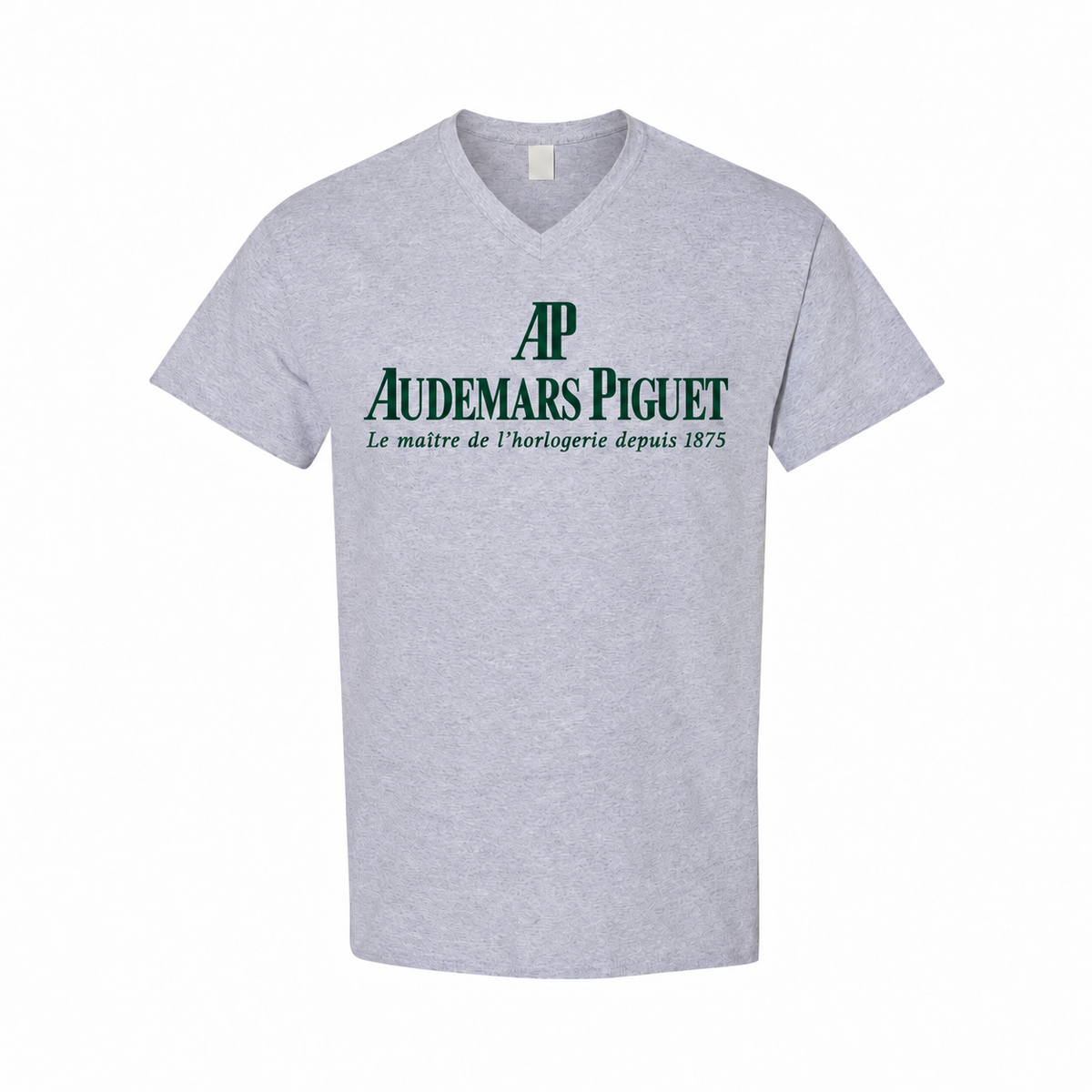 Men's Audemars Piguet Cotton V-Neck T-Shirt - gray with small tear-away neck tag