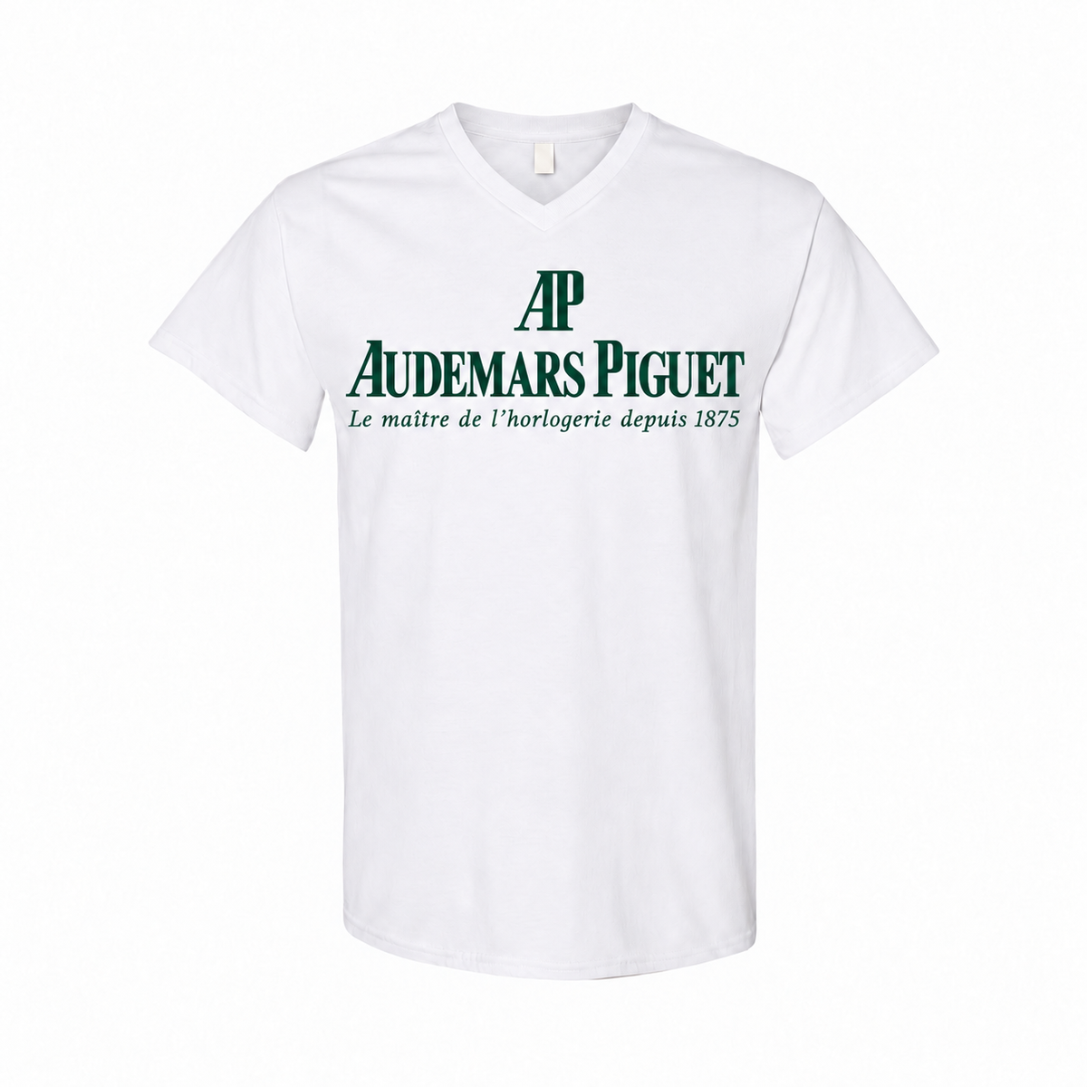 Men's Audemars Piguet Cotton V-Neck T-Shirt - white with small tear-away neck tag