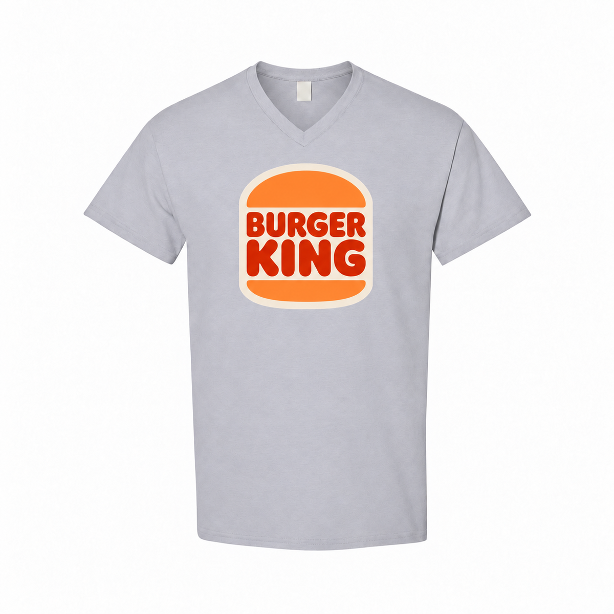 Men's Burger King Cotton V-Neck T-Shirt - Gray