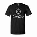 Men's Cartier Cotton V-Neck T-Shirt - black with small tear-away neck tag