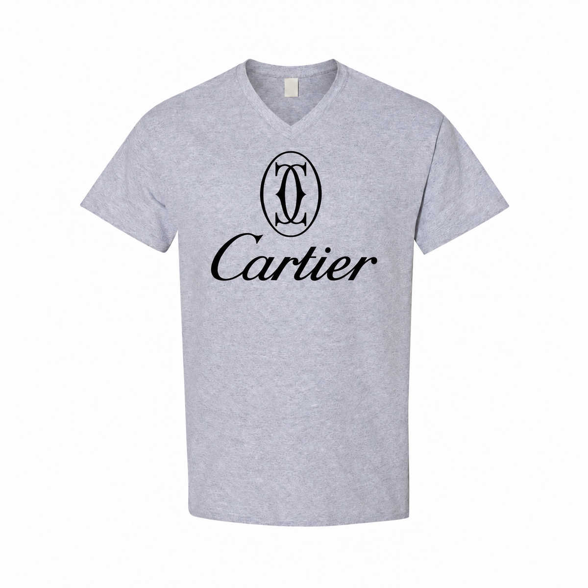 Men's Cartier Cotton V-Neck T-Shirt - gray with small tear-away neck tag