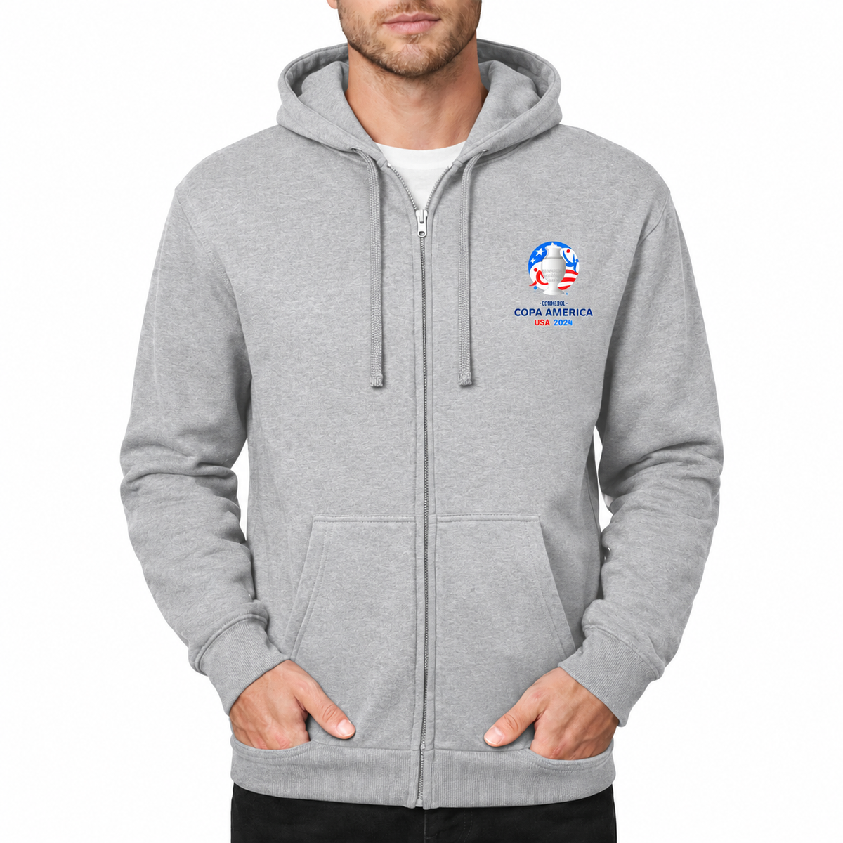 Men's Copa América 2024 Zipper Hoodie - Grey