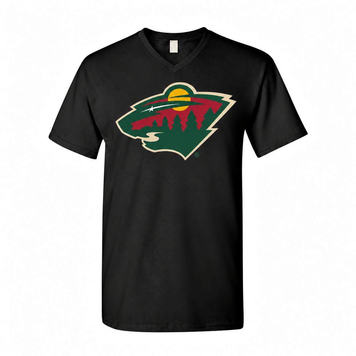 Men's Minnesota Wild Cotton V-Neck T-Shirt - Black