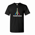 Men's Paris 2024 Olympics Cotton V-Neck T-Shirt - black with small tear-away neck tag