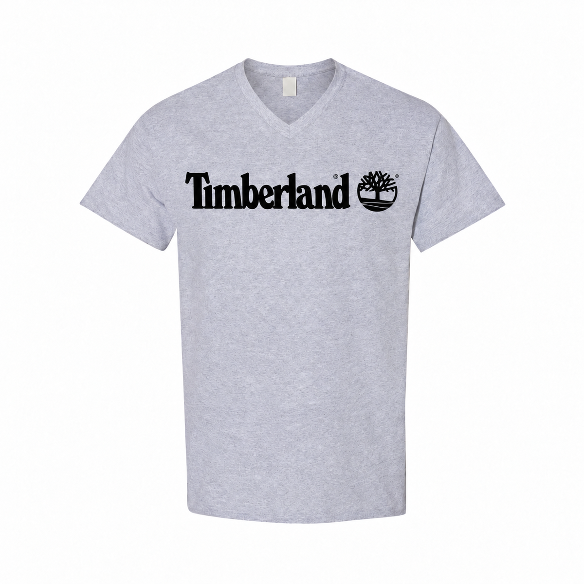 Men's Timberland Cotton V-Neck T-Shirt - gray with small tear-away neck tag