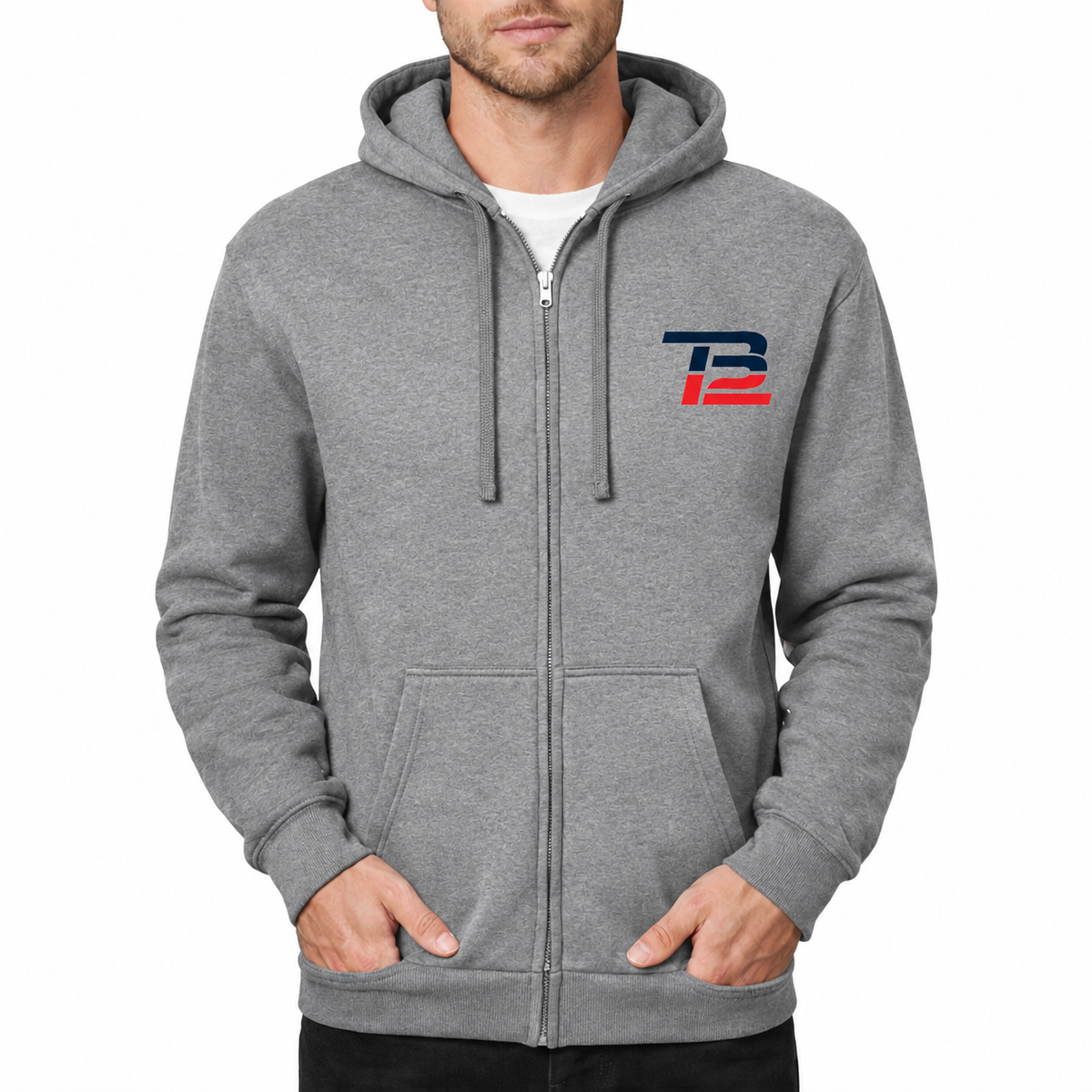 Men's Tom Brady 12 Zipper Hoodie - Grey
