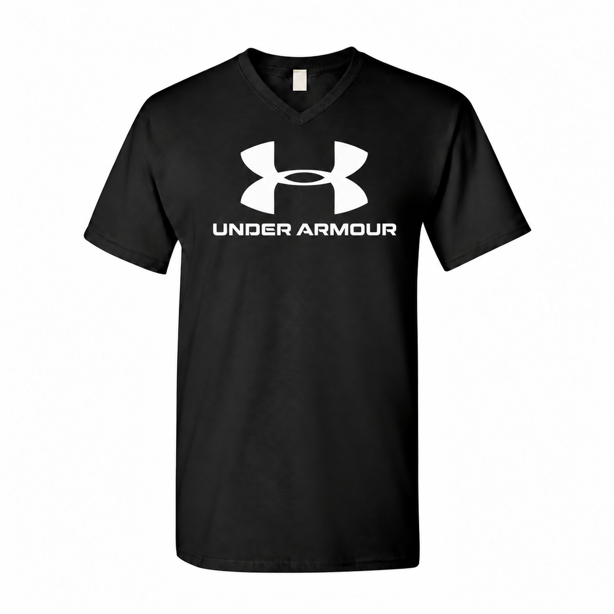 Men's Under Armour Cotton V-Neck T-Shirt - black with small tear-away neck tag