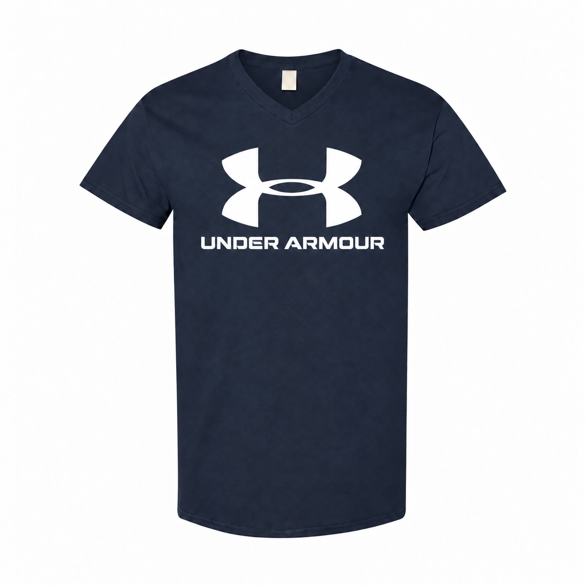 Men's Under Armour Cotton V-Neck T-Shirt - navy with small tear-away neck tag