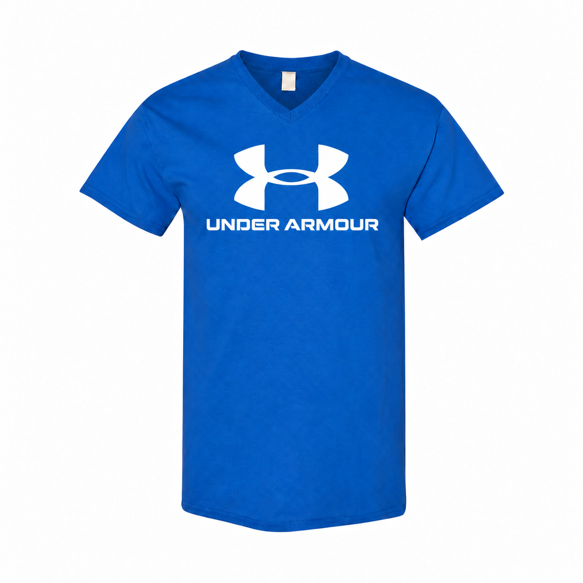 Men's Under Armour Cotton V-Neck T-Shirt - royal blue with small tear-away neck tag