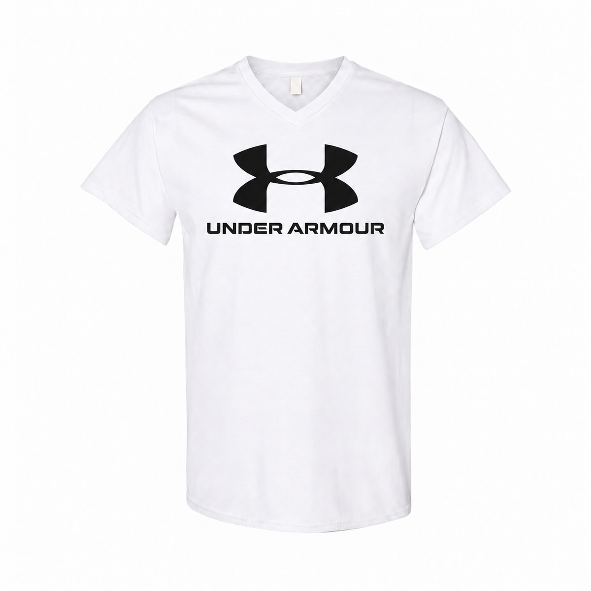 Men's Under Armour Cotton V-Neck T-Shirt - white with small tear-away neck tag