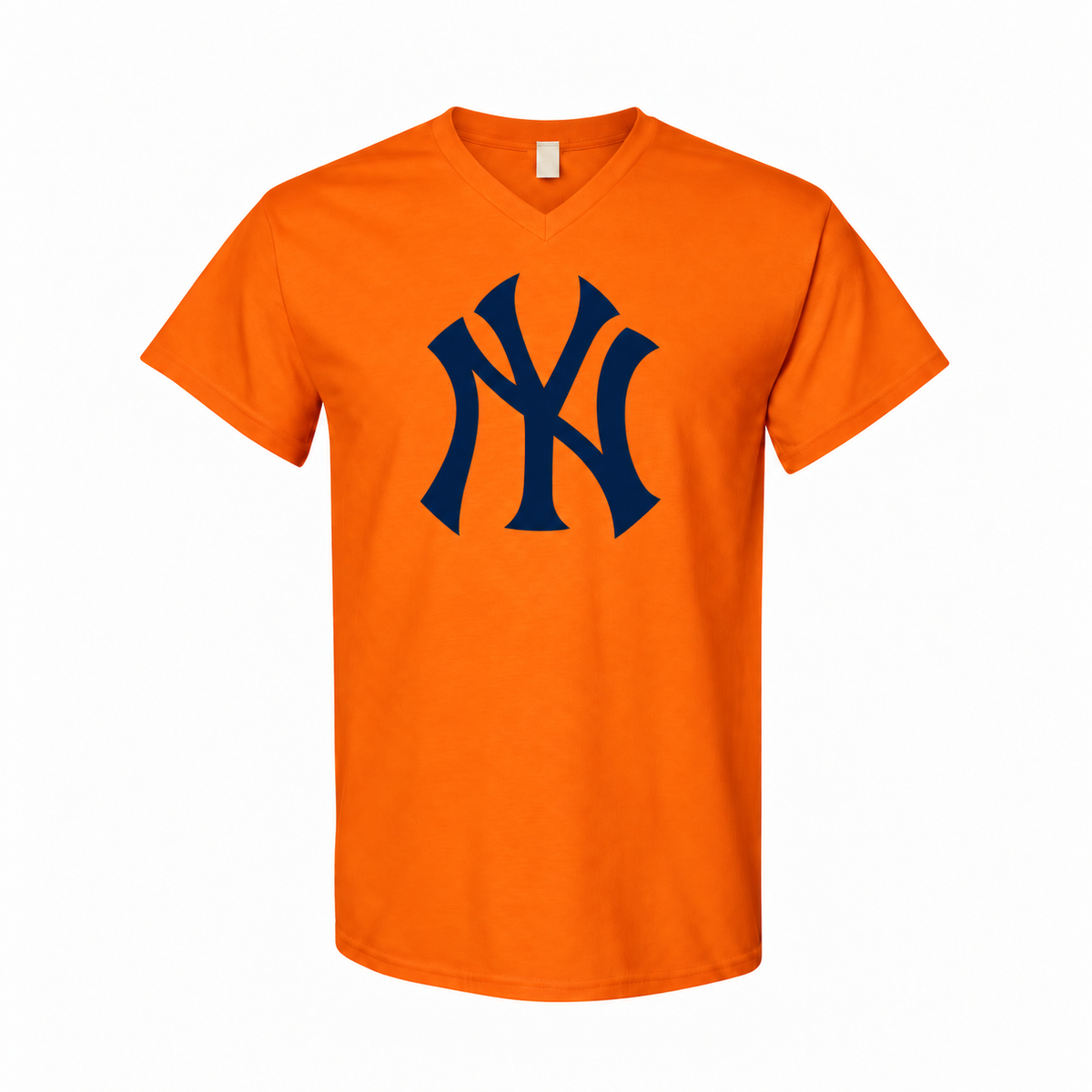 Men's New York Yankees Cotton V-Neck T-Shirt - Orange