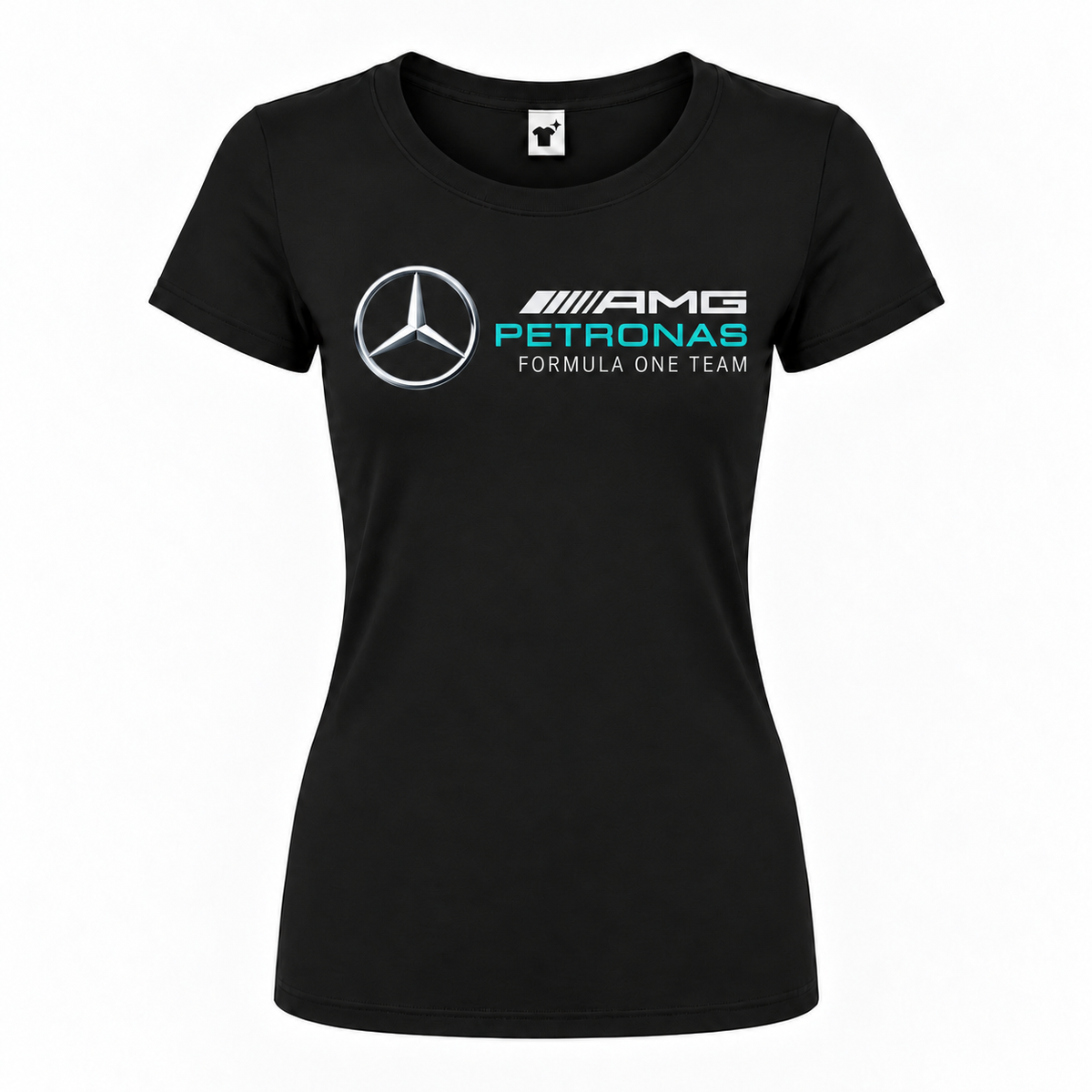 Women's Mercedes AMG Petronas Formula One Team Round Neck T-Shirt, Black