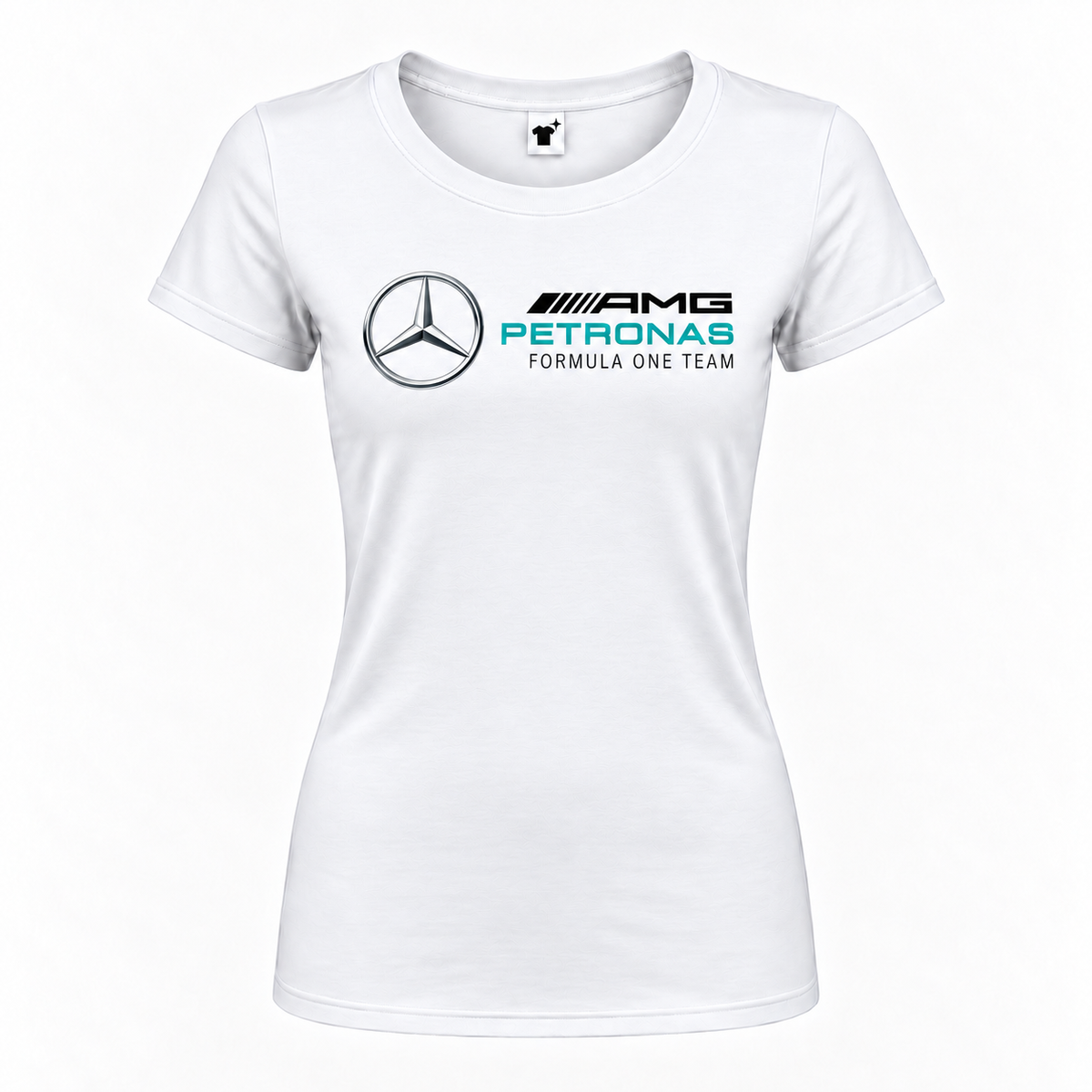 Women's Mercedes AMG Petronas Formula One Team Round Neck T-Shirt, White