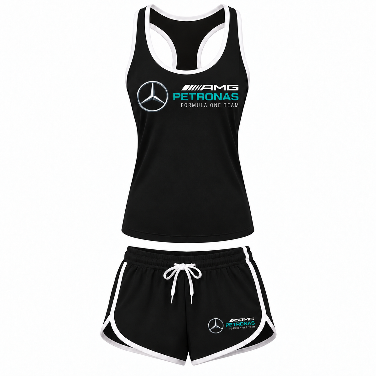 Women's Mercedes AMG Petronas Formula One Team Tank Top and Shorts Set, Black