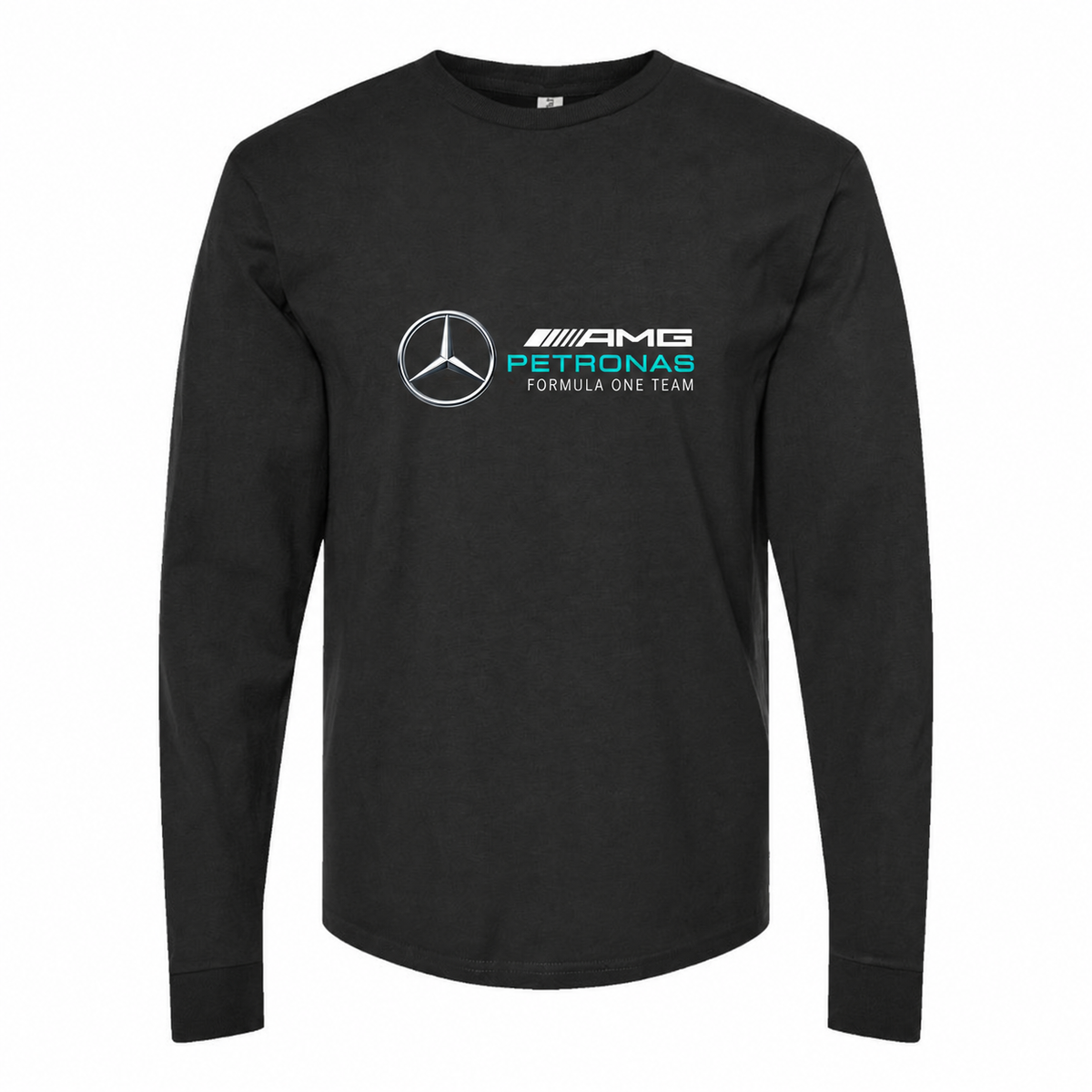 Men's Mercedes AMG Petronas Formula One Team Long sleeves Cotton Blend T-Shirt - Black