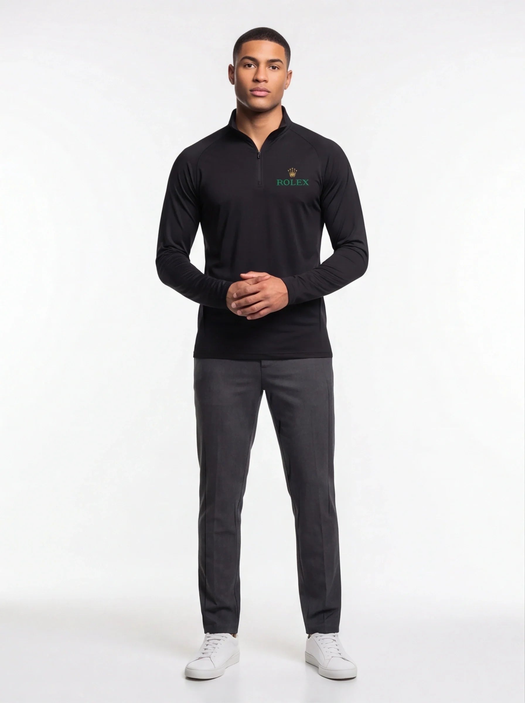 Men's Rolex Lightweight Quarter-Zip Athletic Shirt Long Sleeve Performance Wear