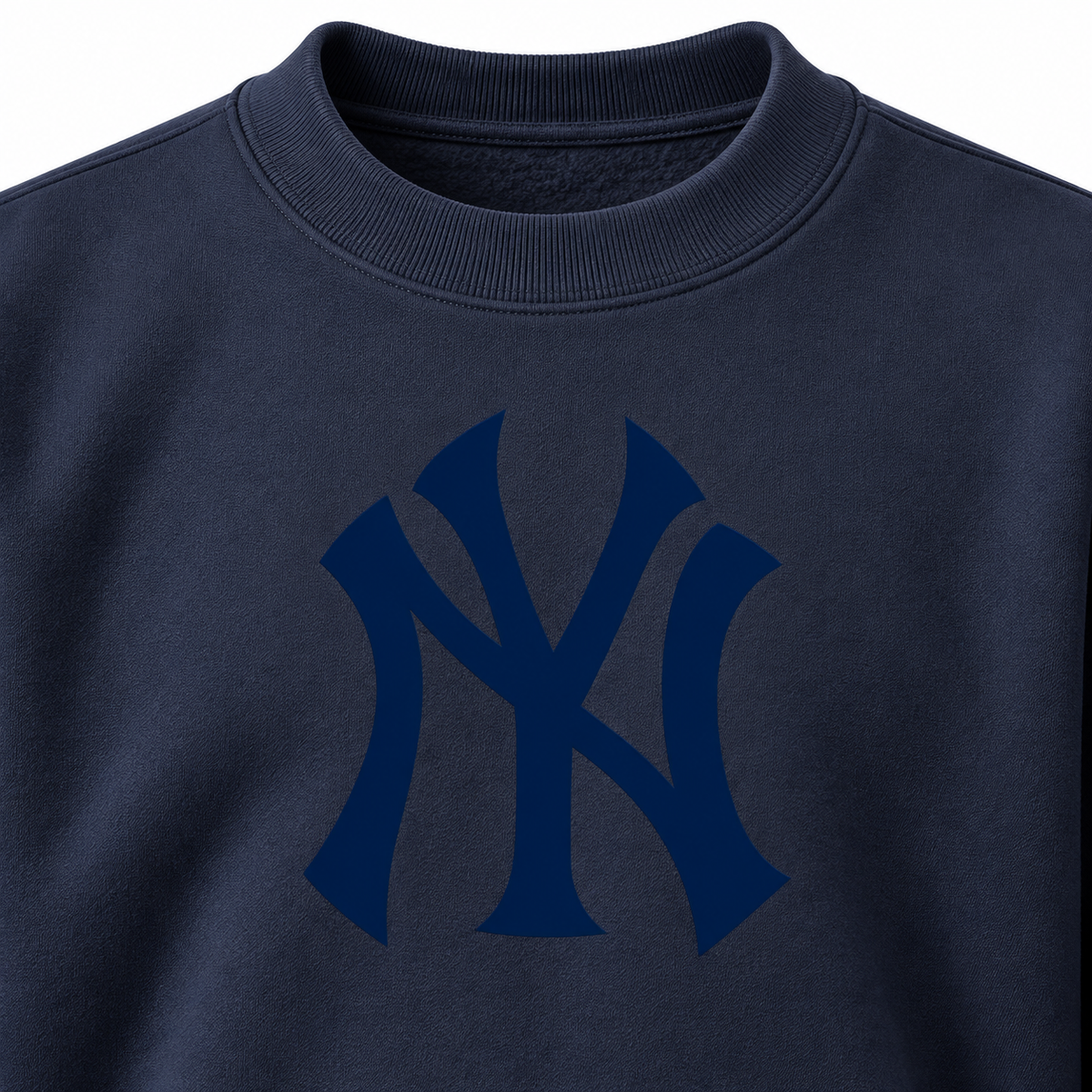 Navy New York Yankees crewneck sweatshirt - DTF print close-up