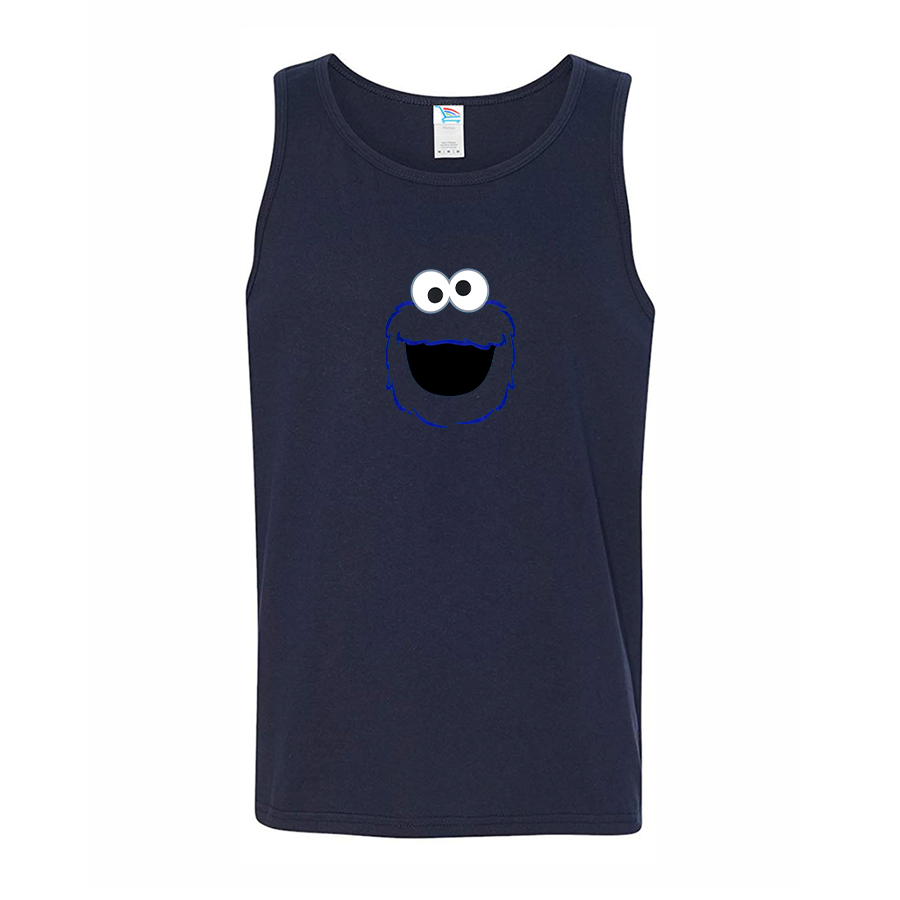 Men's Sesame Street Cookie Monster face Tank Top