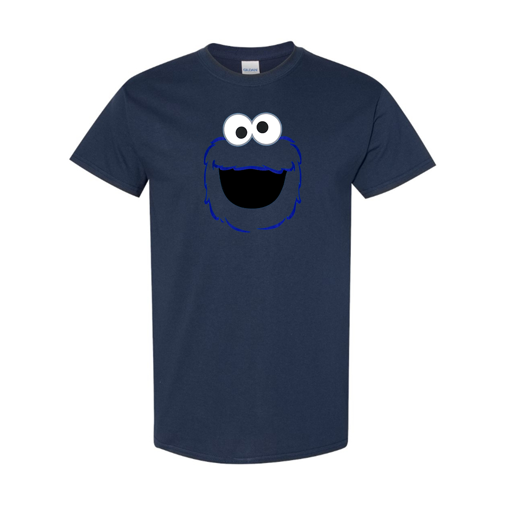 Men's Sesame Street Cookie Monster face Cotton T-shirt