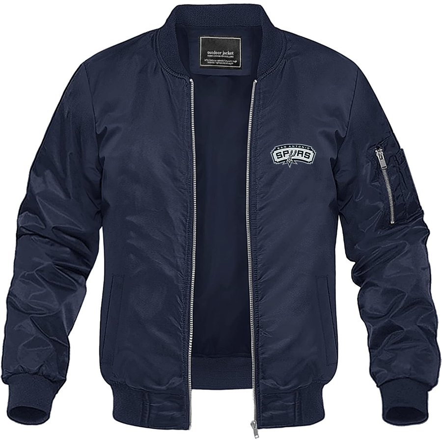 Men's San Antonio Spurs Lightweight Bomber Jacket Windbreaker Softshell Varsity Jacket Coat