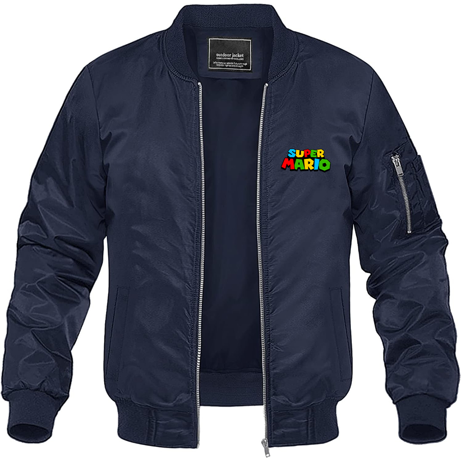 Men's Super Mario Lightweight Bomber Jacket Windbreaker Softshell Varsity Jacket Coat