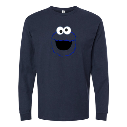 Men's Sesame Street Cookie Monster face Long sleeves T-Shirt