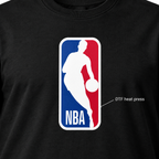 Black - DTF Heat Press Detail - Men's NBA Cotton T-Shirt