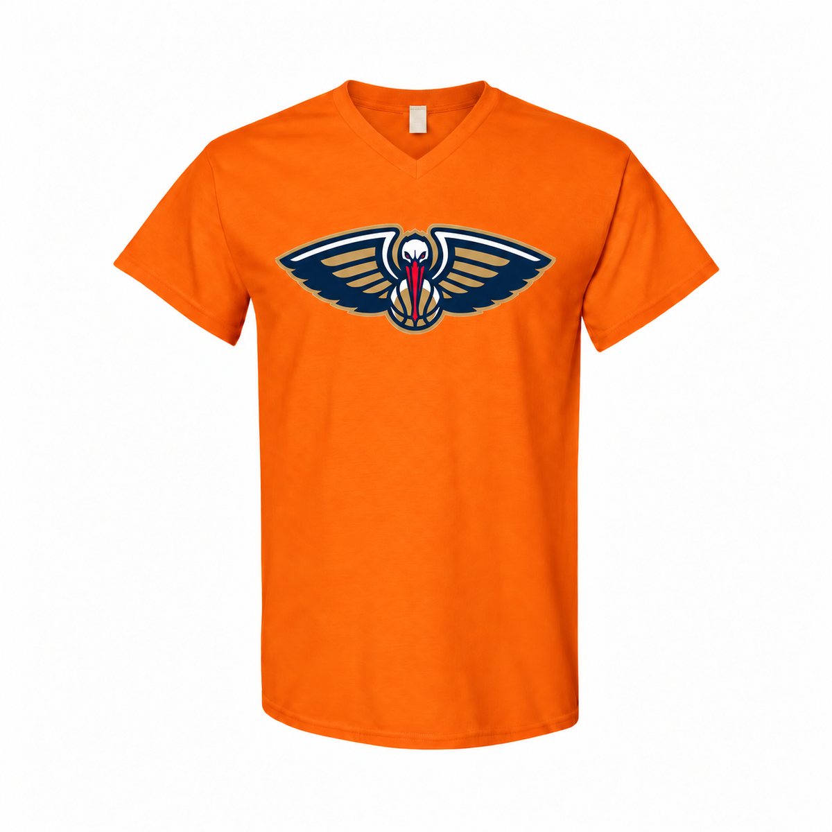 New Orleans Pelicans men's cotton V-neck T-shirt in orange