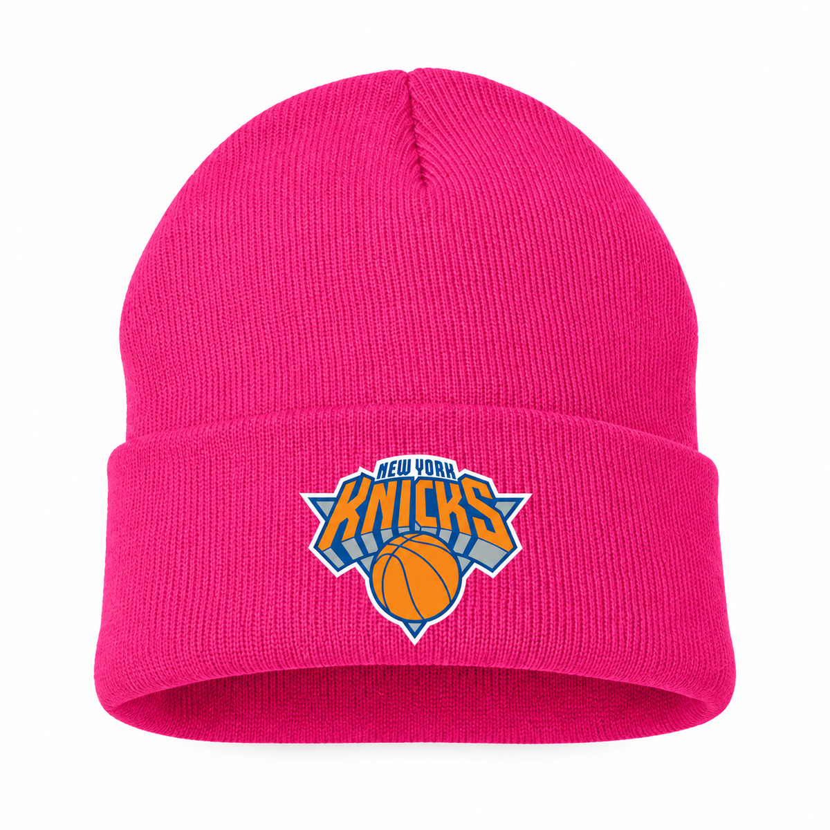 Hot Pink - Front View - New York Knicks Beanie Hat