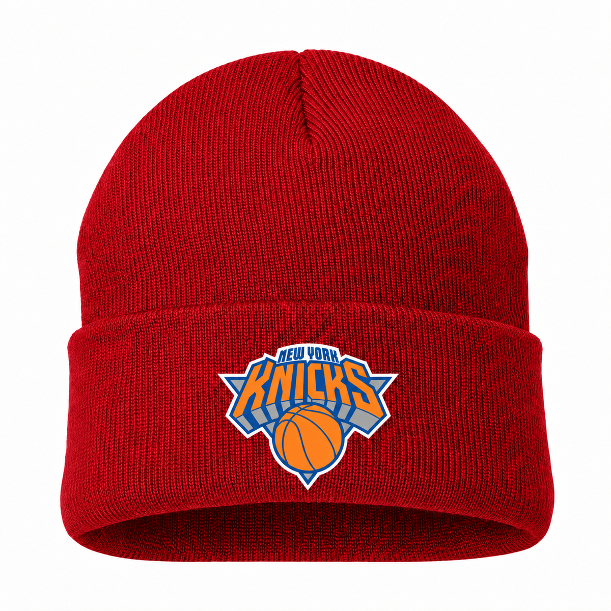 Red - Front View - New York Knicks Beanie Hat