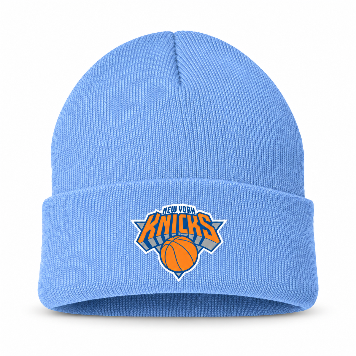 Sky Blue - Front View - New York Knicks Beanie Hat