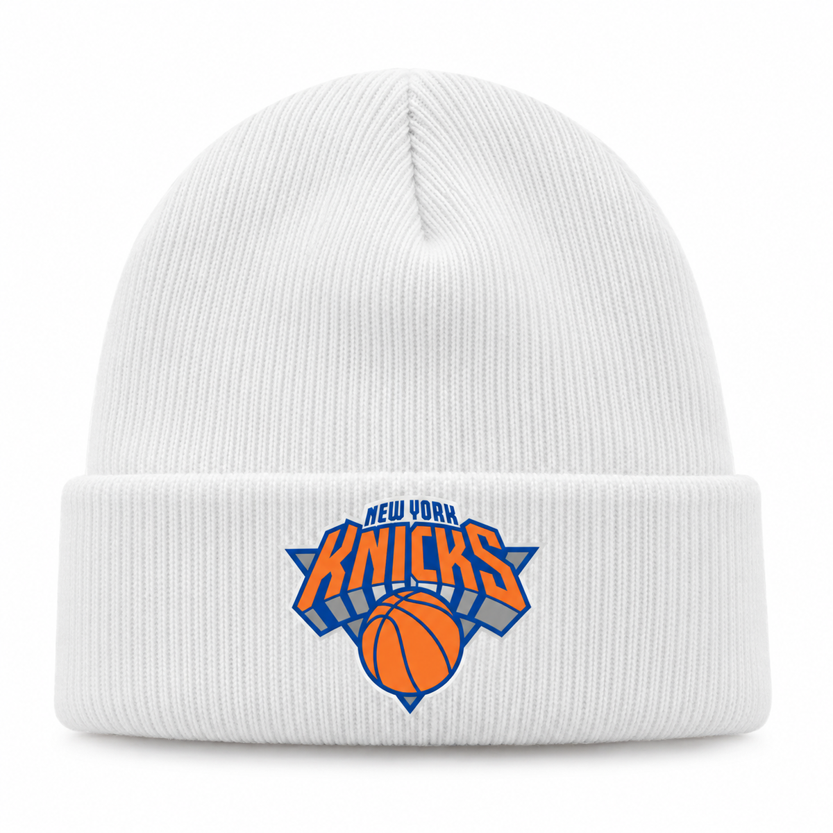 White - Front View - New York Knicks Beanie Hat