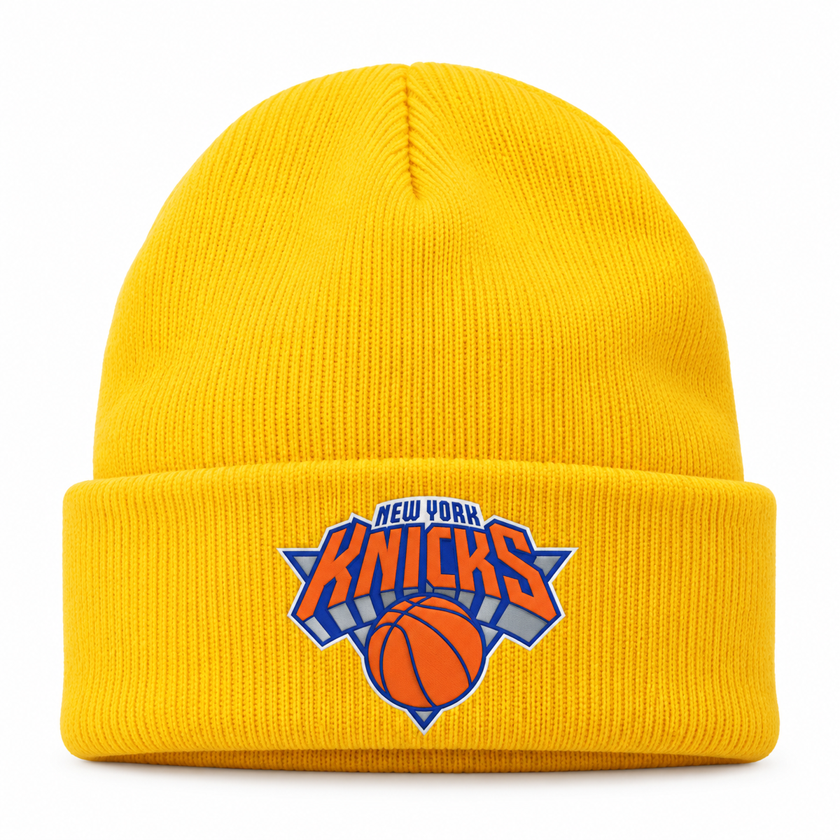 Yellow - Front View - New York Knicks Beanie Hat