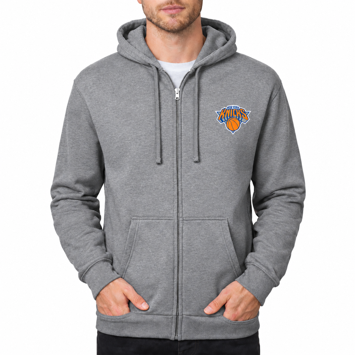Men's New York Knicks Zipper Hoodie - Grey