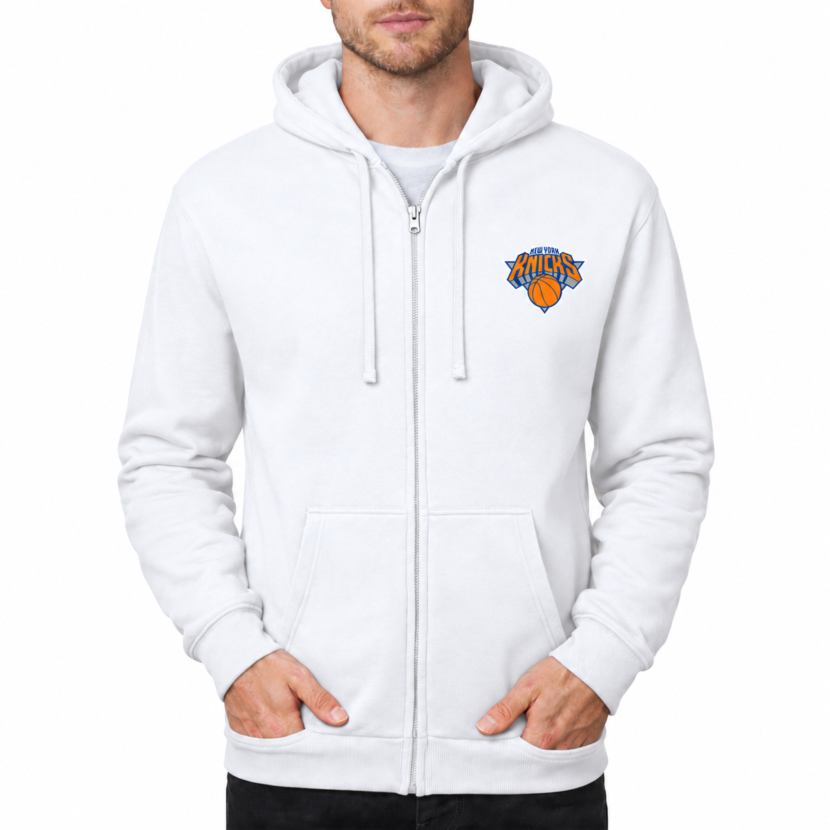 Men's New York Knicks Zipper Hoodie - White